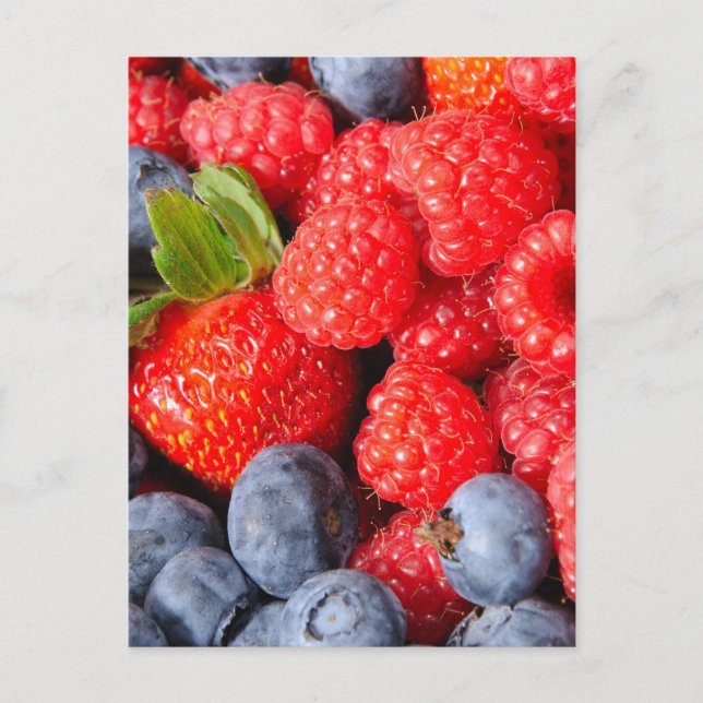 Erdbeeren Blaubeeren und Himbeeren Postkarte (Vorderseite)