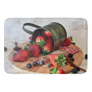 Erdbeeren Blueberries Obst und Süßigkeiten Badematte