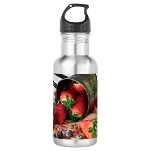 Erdbeeren Blueberries Obst und Süßigkeiten Edelstahlflasche