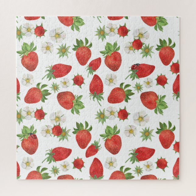 Erdbeeren Blume: Aquarellfarben - Nahtlose Kunst (Vertikal)
