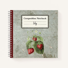 Erdbeeren, Blume und Früchte, Personalisierter Tra Notizbuch