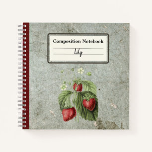 Erdbeeren, Blume und Früchte, Personalisierter Tra Notizbuch