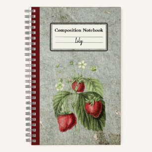 Erdbeeren, Blume und Obst Personalisierter Trauben Notizbuch