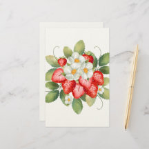 Erdbeeren-Blumen-Frucht-Stationär-Papier-Notiz