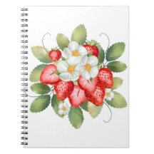 Erdbeeren-Blumen-Frucht-Stationär-Papier-Notiz