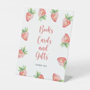Erdbeeren - Bücherkarten und -geschenke Sockelschild