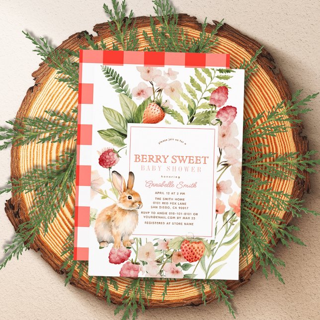 Erdbeeren & Bunny Berry Sweet Girl Baby Dusche Einladung (Von Creator hochgeladen)
