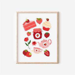 Erdbeeren-Collage-Küchenkunstprint Cozy Coquette Poster