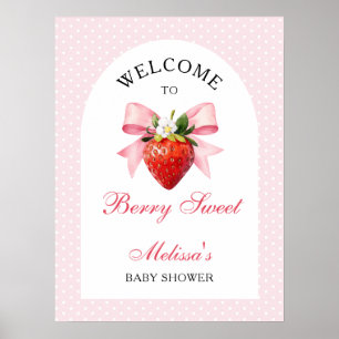 Erdbeeren Coquette Rosa Babyparty Willkommen Poster
