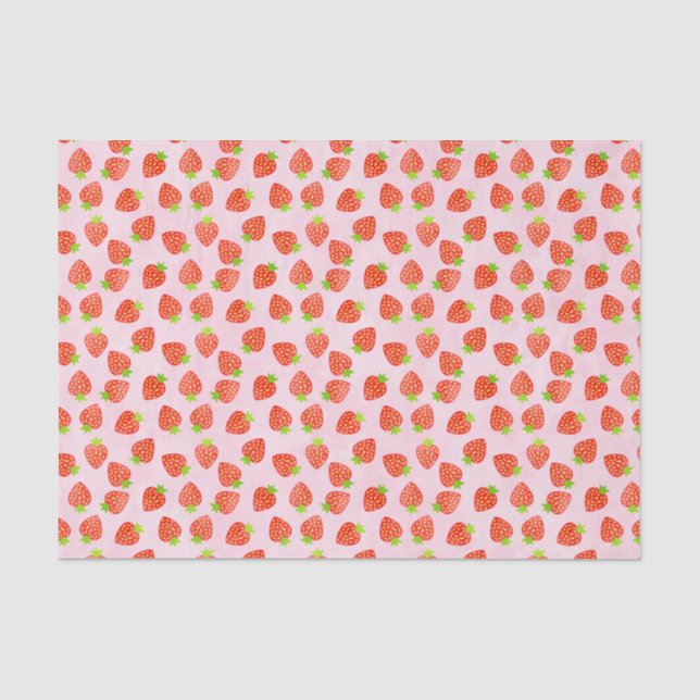 Erdbeeren Creme Muster Hübsch rosa Rote Früchte Seidenpapier (Vorderseite)