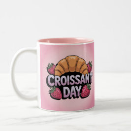Erdbeeren Croissant Tag Rosa Tasse