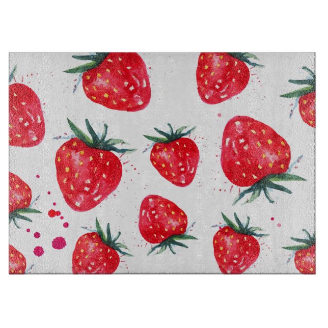 Erdbeeren dekorative Glasschneidewand Schneidebrett (Vorderseite)