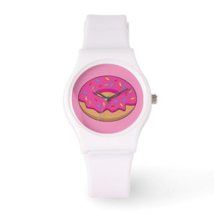 Erdbeeren Donut mit Sprinklen-Cartoon Armbanduhr