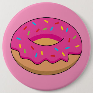 Erdbeeren Donut mit Sprinklen-Cartoon Button