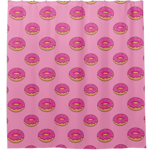 Erdbeeren Donut mit Sprinklen-Cartoon Duschvorhang (Vorderseite)