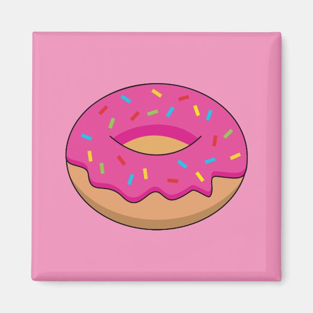 Erdbeeren Donut mit Sprinklen-Cartoon Magnet (Vorne)