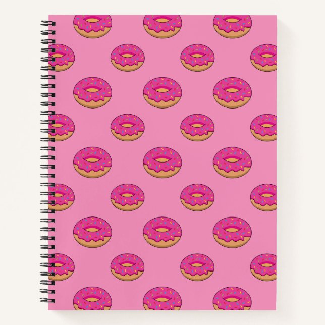 Erdbeeren Donut mit Sprinklen-Cartoon Notizbuch (Vorderseite)