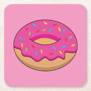 Erdbeeren Donut mit Sprinklen-Cartoon Rechteckiger Pappuntersetzer