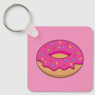 Erdbeeren Donut mit Sprinklen-Cartoon Schlüsselanhänger