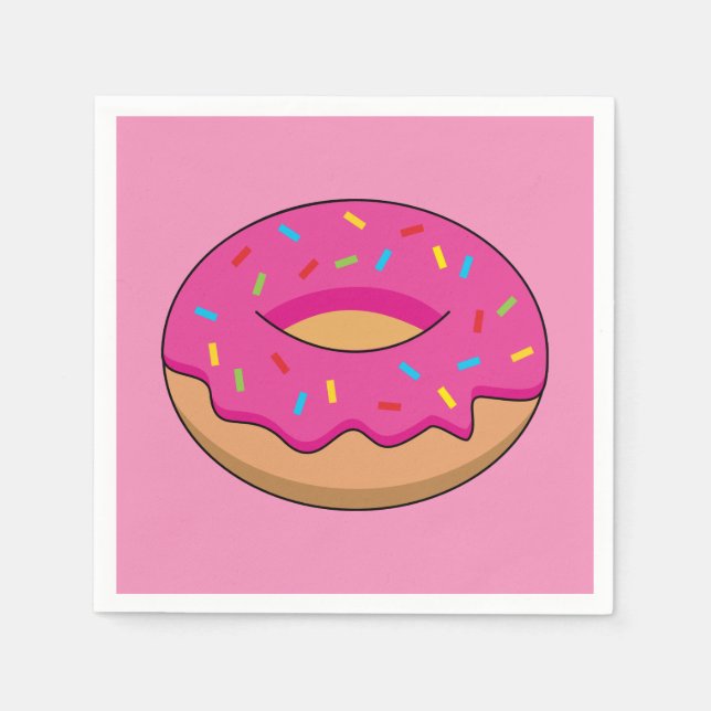 Erdbeeren Donut mit Sprinklen-Cartoon Serviette (Vorderseite)