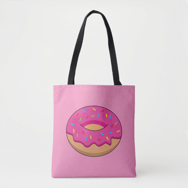 Erdbeeren Donut mit Sprinklen-Cartoon Tasche (Vorderseite)