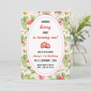 Erdbeeren Elegant Geburtstagsparty Einladung