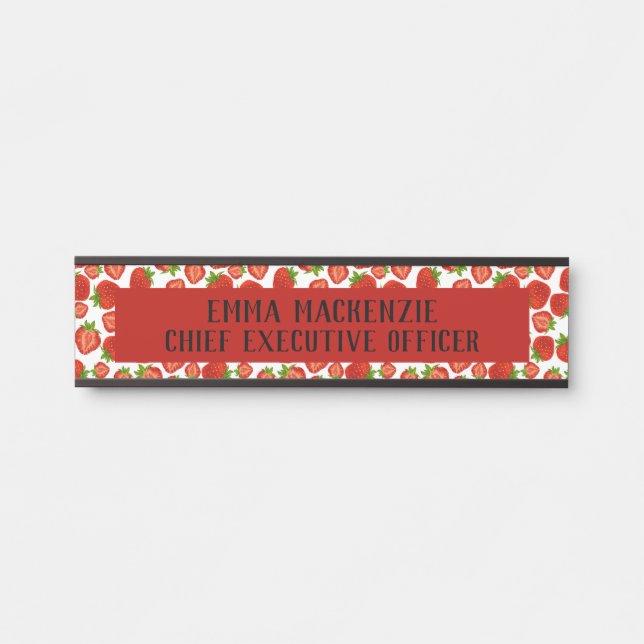 Erdbeeren Elegantes Zeichen für den Büronamen Türs Türschild (Vorderseite )
