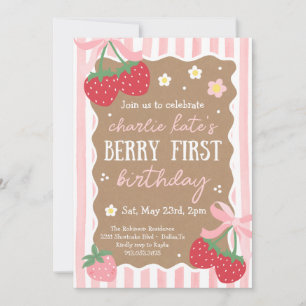 Erdbeeren Erster Geburtstag 1. Geburtstag Erdbeere Einladung