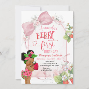 Erdbeeren Erster Geburtstag Berry Sweet Geburtstag Einladung