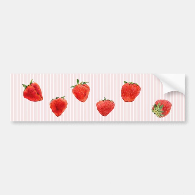 Erdbeeren Fallender Autoaufkleber aus rosa Streife (Vorne)