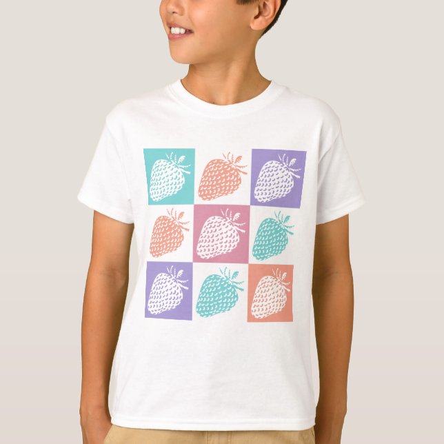 Erdbeeren Farbige Sommer T-Shirt (Vorderseite)