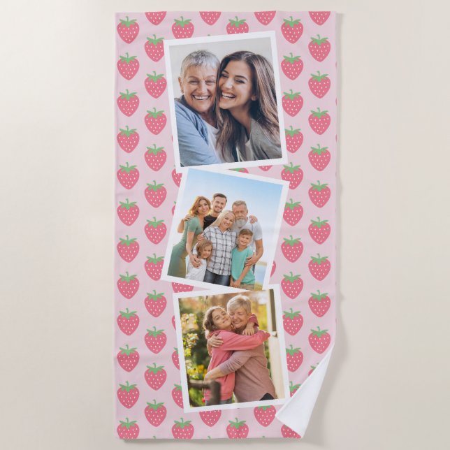 Erdbeeren FotoCollage Strandtuch (Vorderseite)