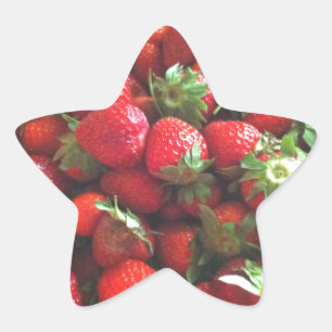 Erdbeeren   frisch gepflückte rote Beeren Stern-Aufkleber