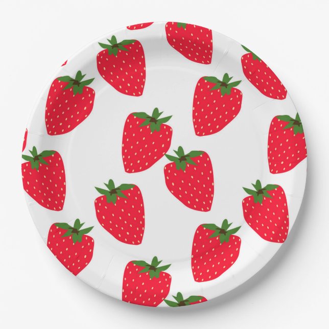 Erdbeeren, frische Fruchtmuster Pappteller (Vorderseite)