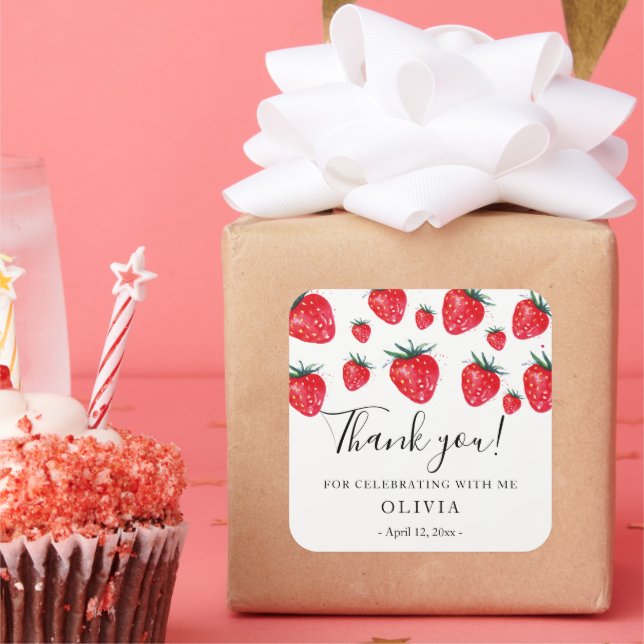 Erdbeeren Geburtstag Gunst Aufkleber (Party)