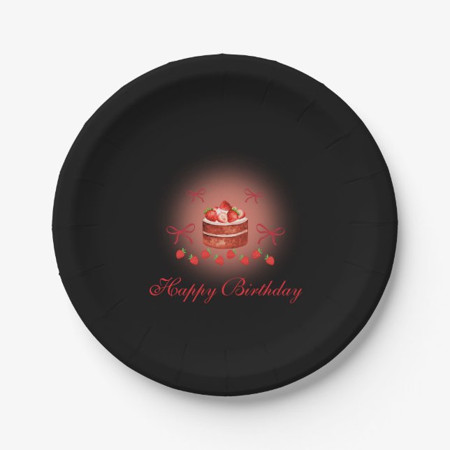 Erdbeeren Geburtstag Papier Teller (Vorderseite)
