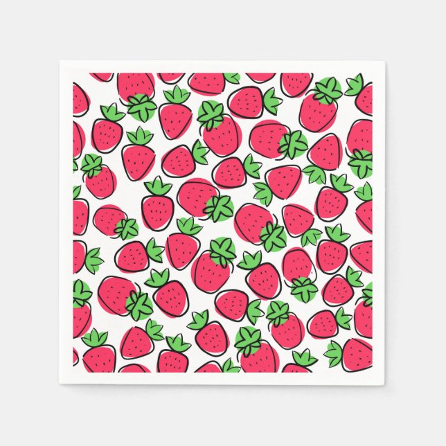 Erdbeeren Geburtstagsparty Duschgrill Serviette (Vorderseite)