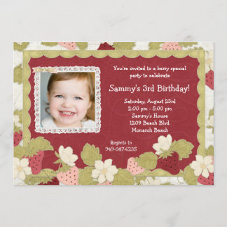 Erdbeeren Geburtstagsparty Einladung