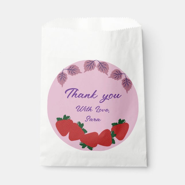 Erdbeeren Geburtstagsparty Geschenktütchen (Vorderseite)