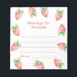 Erdbeeren Geburtstagszeitkapsel Notizblock<br><div class="desc">Geburtstagsparty mit Aquarellbild von Erdbeeren. Im Text steht "zuerst beeren".</div>