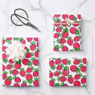 Erdbeeren Geschenkpapier Set