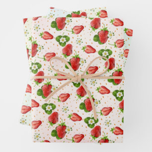 Erdbeeren Geschenkpapier Set