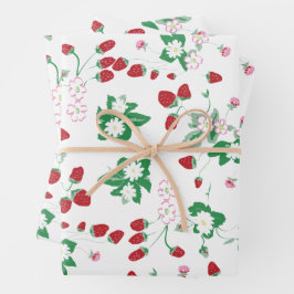 Erdbeeren Geschenkpapier Set