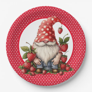 Erdbeeren-Gnome-Papierplatte Pappteller