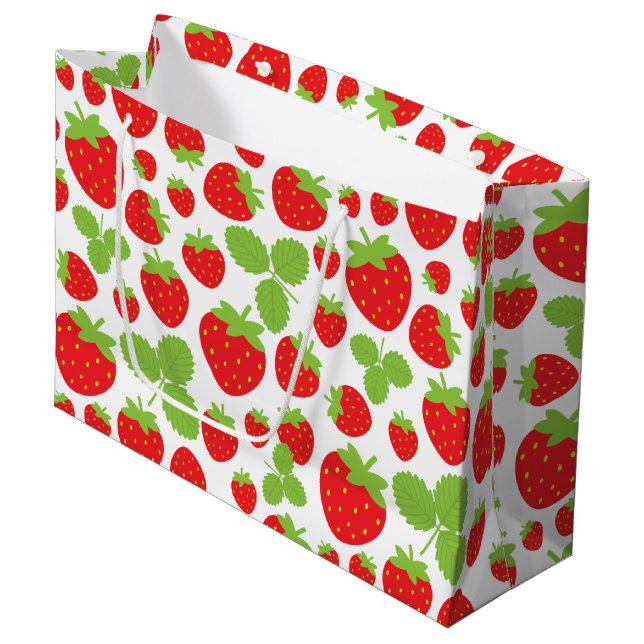 Erdbeeren Große Geschenktasche Große Geschenktüte (Vorderseite Schrägansicht)