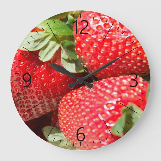 Erdbeeren Große Wanduhr (Vorderseite)