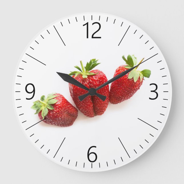 Erdbeeren Große Wanduhr (Vorderseite)