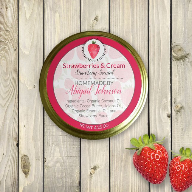Erdbeeren, hausgemachte Körperbutter oder Scrub-Et Runder Aufkleber (Von Creator hochgeladen)