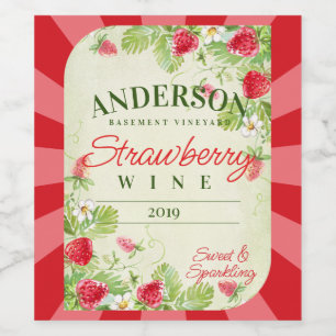 Erdbeeren, hausgemachte Weine personalisiert Weinetikett