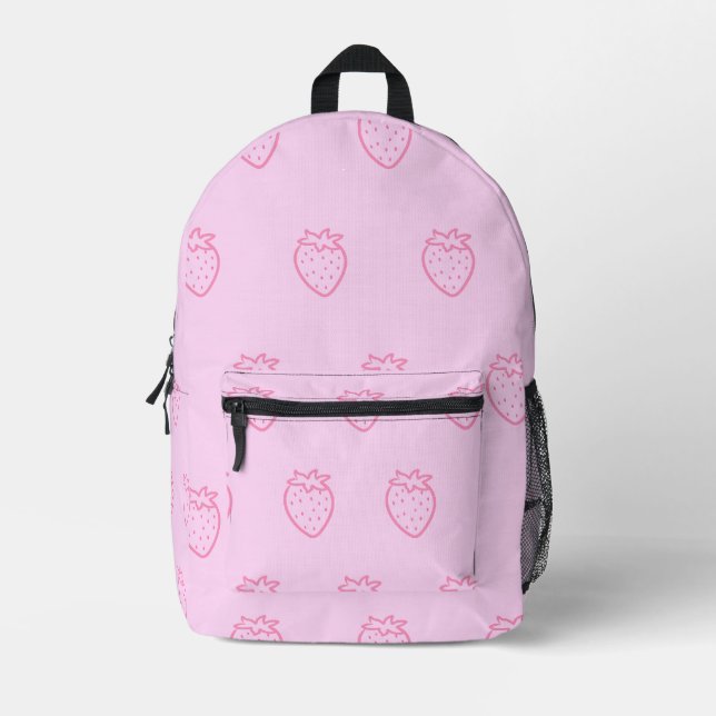 Erdbeeren, hellrosa bedruckter rucksack (Vorderseite)